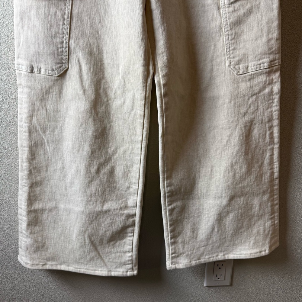 MOTHER The Undercover Cargo Sneak Wide Leg Jeans Cream Puffs Denim Women’s 28 - Picture 6 of 16